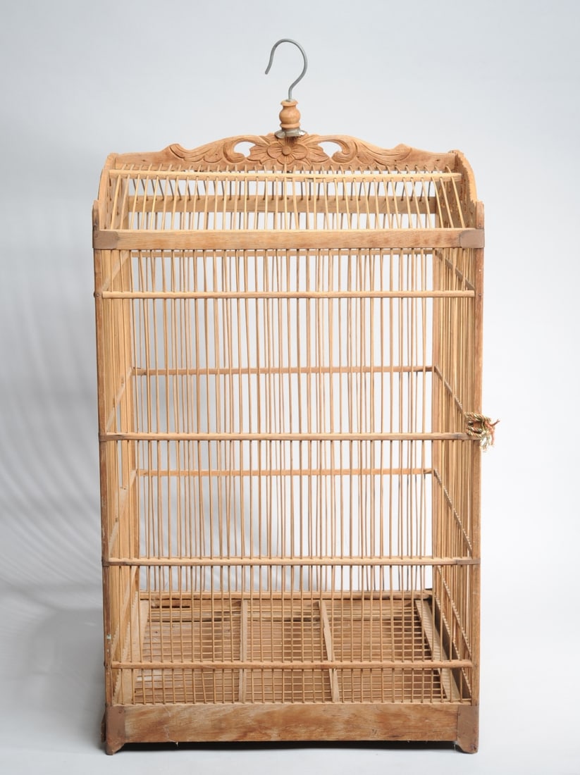 Asian Carved Wood Birdcage (1 of 7)
