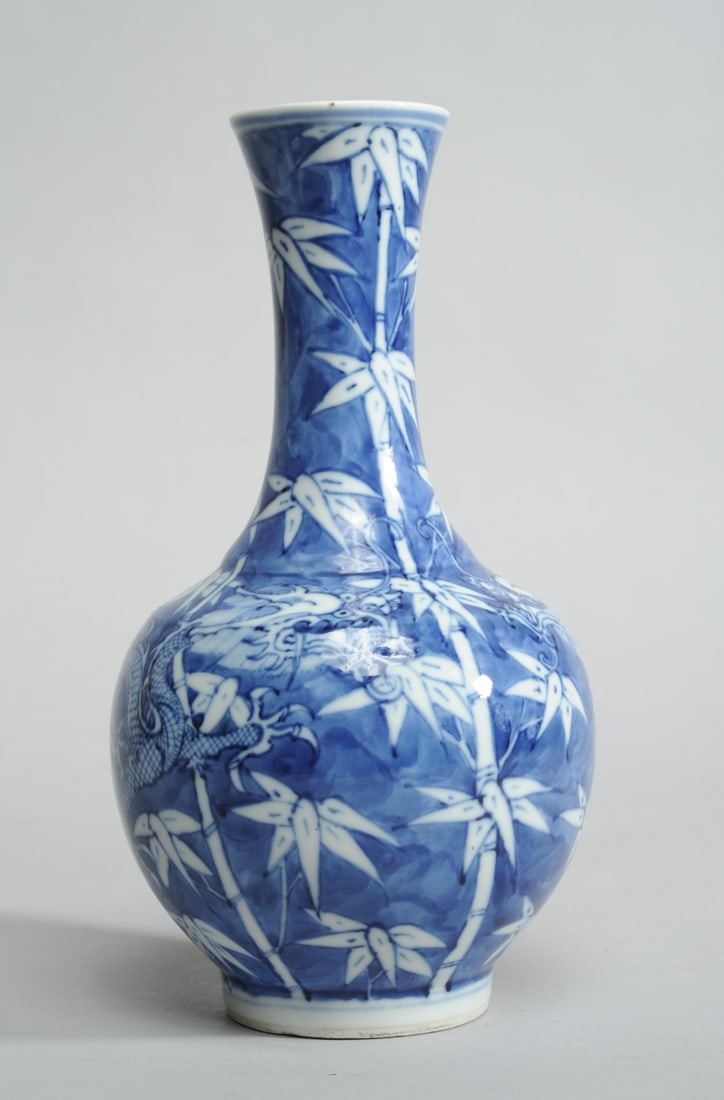 Chinese Porcelain Blue & White Dragon Vase (1 of 6)