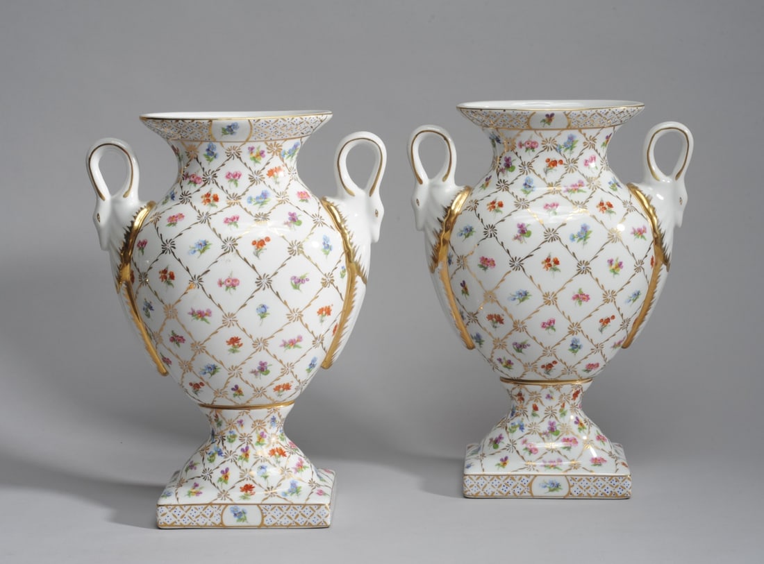 Pair of Royal Europe Vases: H: approx. 11". W: approx. 8".