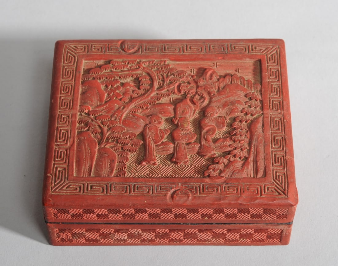 Antique Chinese Carved Cinnabar Box (1 of 4)