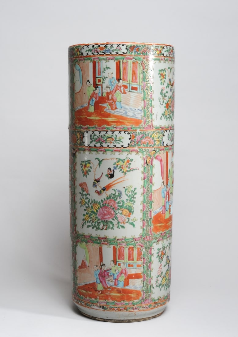 19th C. Chinese Rose Medallion Umbrella Stand (1 of 16)