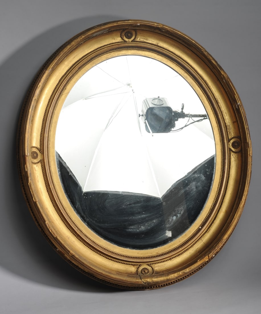 Early 19th C. Oval Gilt Mirror (1 of 8)