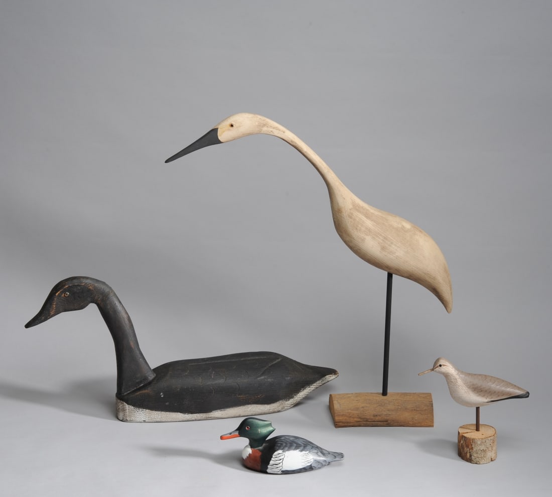 Lot of 4 Decoys, Carved Birds (1 of 9)