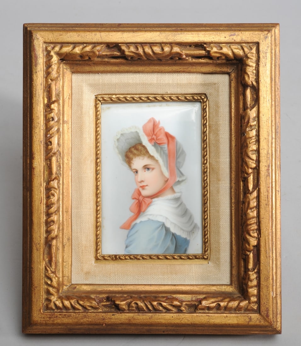 19th C. Hand-Painted Porcelain Portrait Plaque (1 of 4)