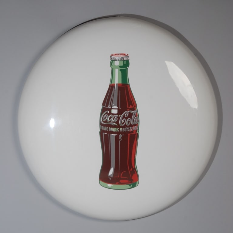 Large White Coca-Cola Button Sign (1 of 8)