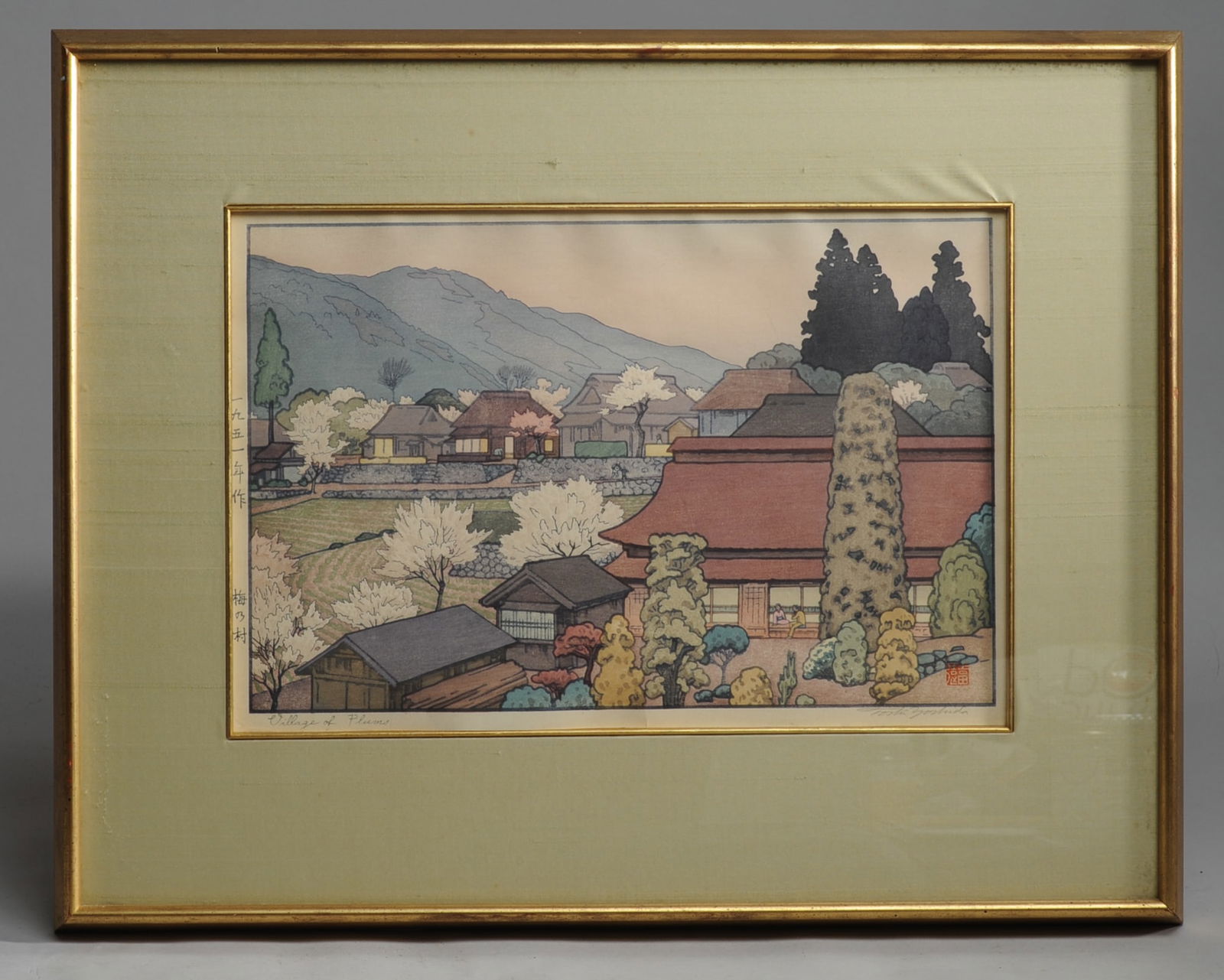 Toshi Yoshida Woodblock Village of Plums (1 of 4)