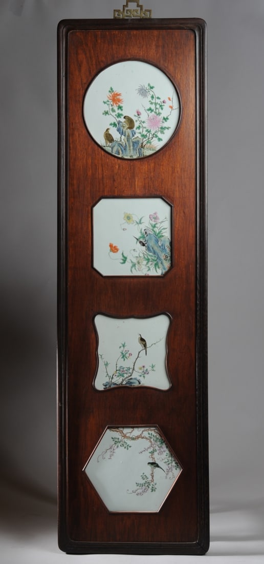Antique Chinese Bird & Flower Porcelain Plaques (1 of 13)