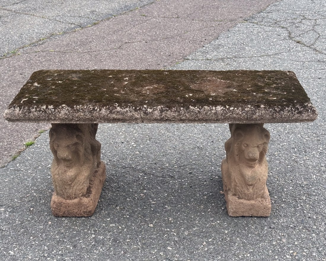 Vintage or Antique Cement Garden Bench (1 of 11)