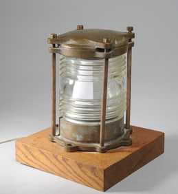 Antique Brass & Glass Ship's Lantern