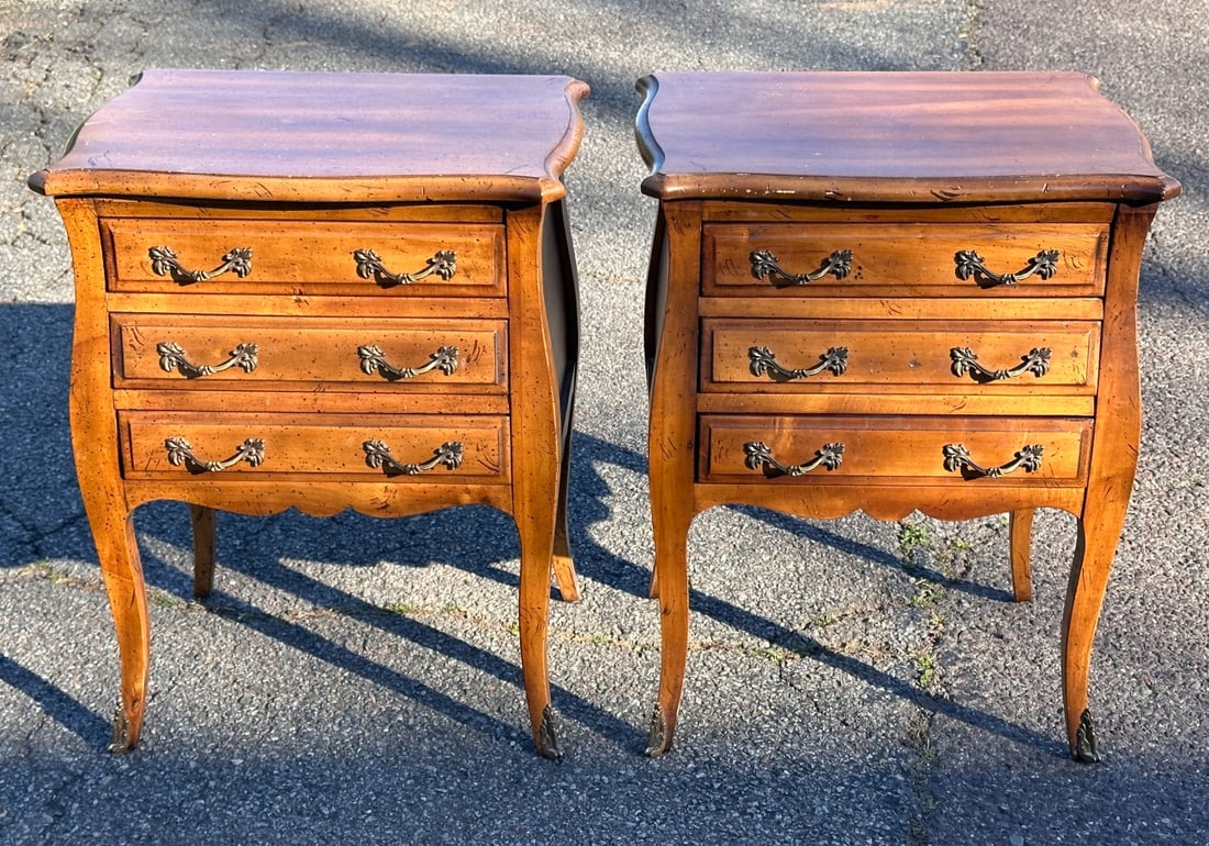 Pair Globe French Provincial Style Nightstands (1 of 10)