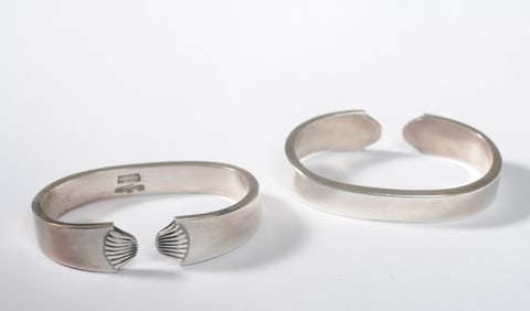 Two Hans Hanson Denmark Sterling Napkin Rings