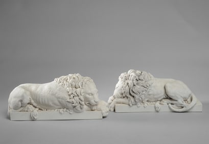 Canova Lions Pair, English Cast Stone