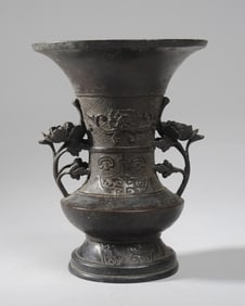 19th C. Japanese Bronze Vase Archaistic Style