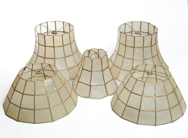 Five Vintage Capiz Shell Lamp Shades