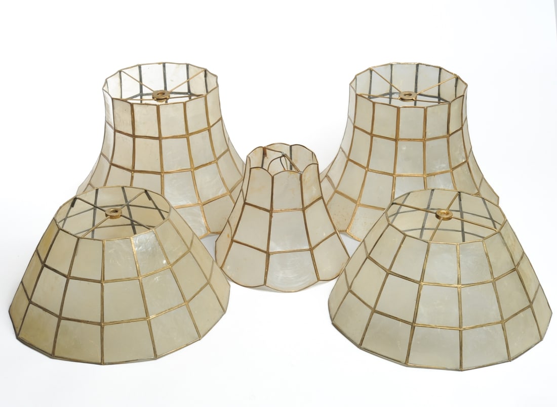 Five Vintage Capiz Shell Lamp Shades (1 of 11)