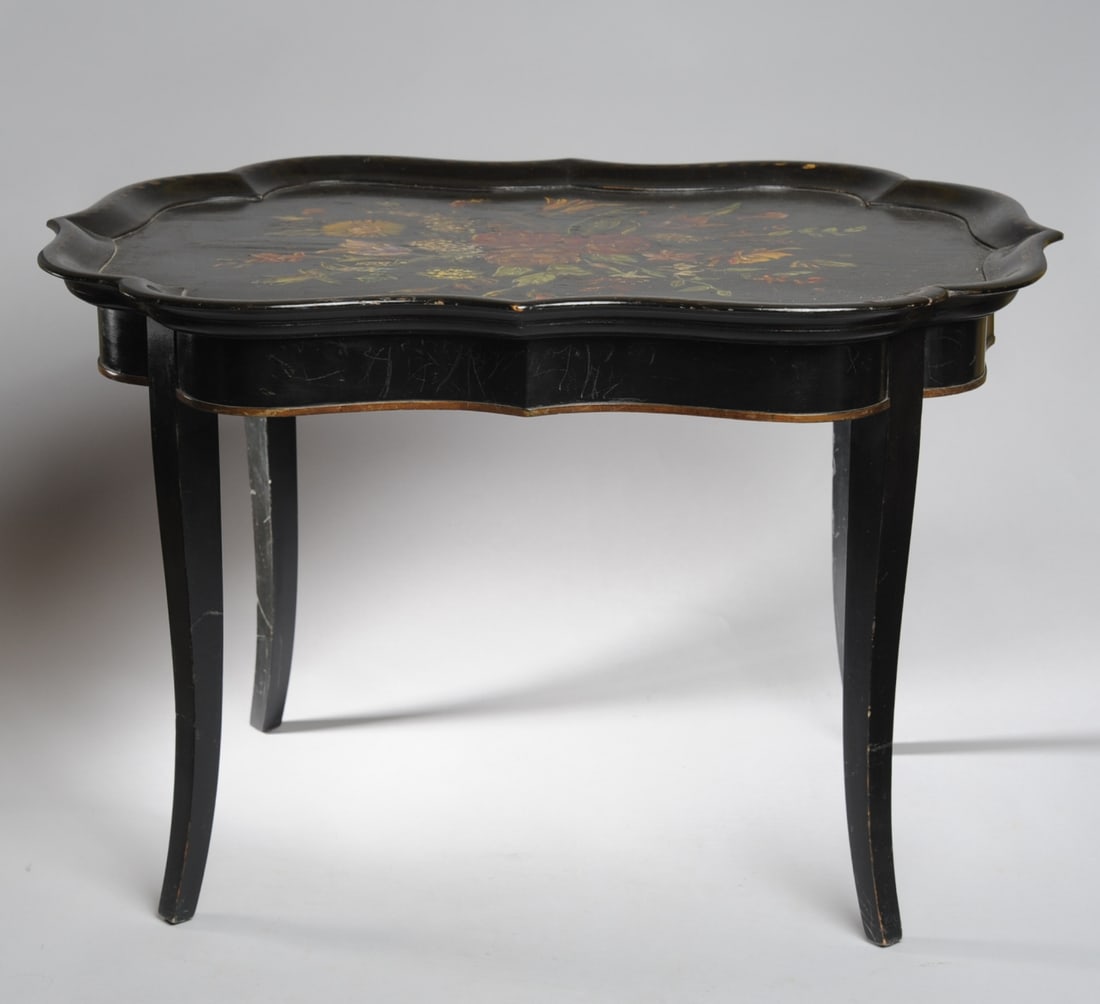 Vintage or Antique Tole Painted Tray Table (1 of 7)