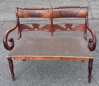 Antique Empire Revival Upholstered Settee