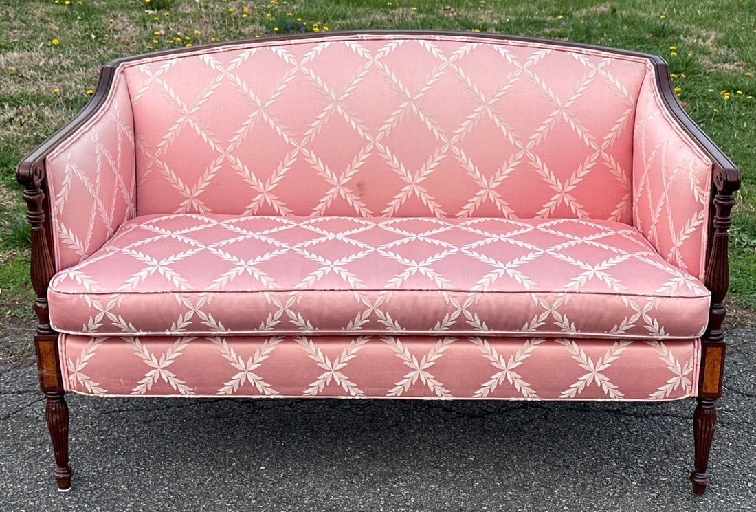 Neoclassical Style Upholstered Settee (1 of 9)