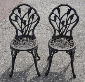 Pair Cast Aluminum Patio / Garden Chairs