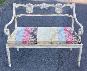 Carved Upholstered Settee / Bench