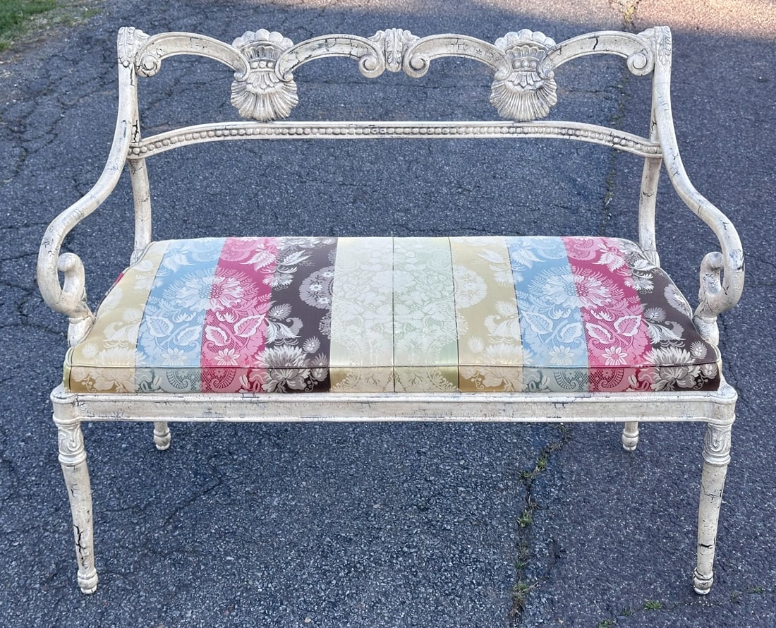 Carved Upholstered Settee / Bench (1 of 13)