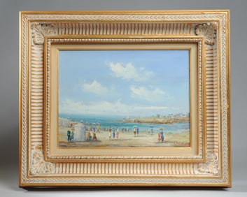 Oil Painting of Beach Scene, Signed Carney