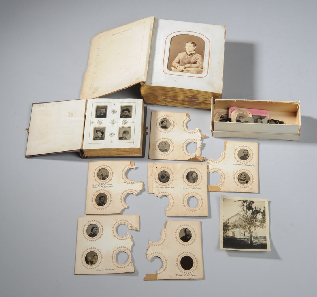 Two 19th C. Albums Gem Tintypes, CDVs+ (1 of 20)