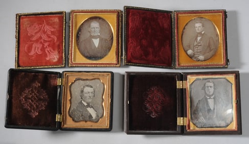 4 Sixth Plate Daguerreotypes of Men