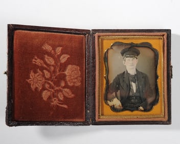 Daguerreotype of Young Man in Wheel Cap