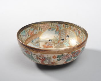 Small Meiji Satsuma Bowl, Hozan Mark
