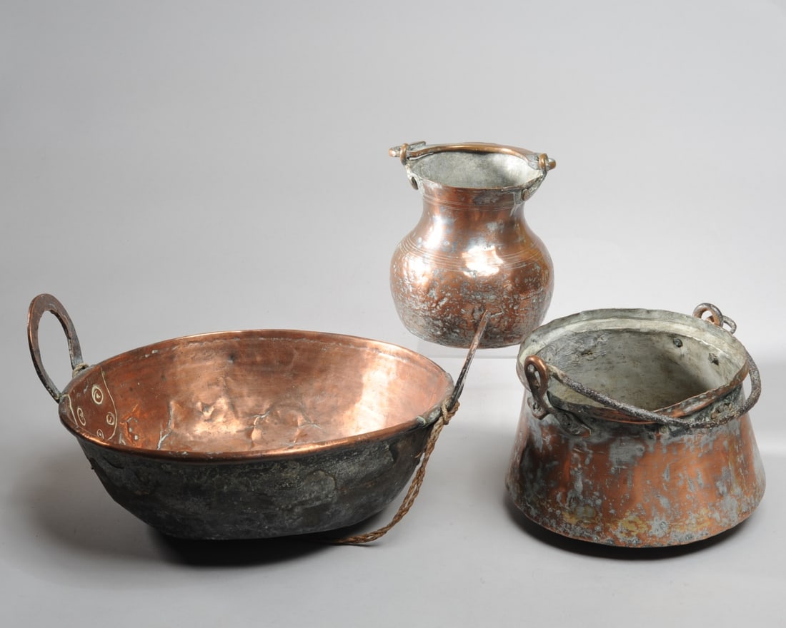 Three Antique Copper Pots (1 of 14)