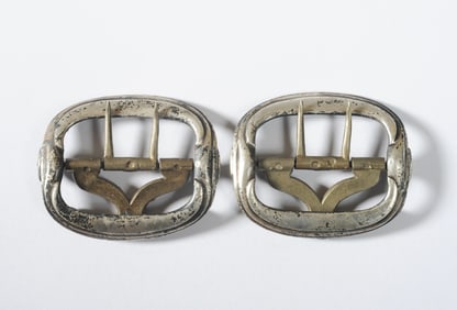 Pr. 18th C Sterling Shoe Buckles by George Burrows