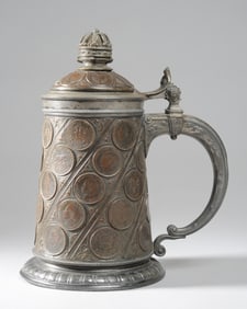 German Coin Motif Metal Stein