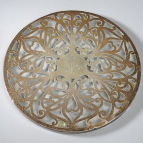 Sterling Silver over Glass Round Tray