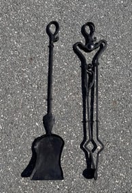 Wrought Iron Fireplace Shovel and Tongs