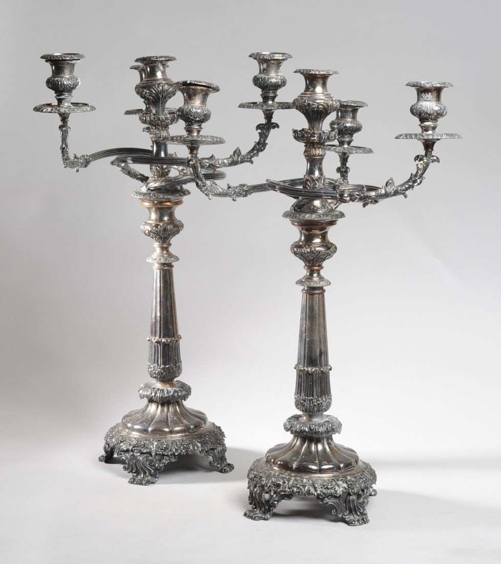Pr. Large English Silver Plate Candelabra 27" (1 of 12)