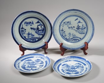 Early 19th C Chinese Canton & Nanking Blue & White