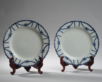 2 Staffordshire Pearlware Blue Shell Edge Plates