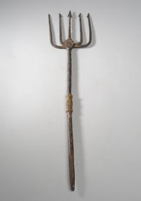 Antique Forged Iron Eel Spear / Gleeve