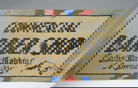 C. 1920s Painted Barber Shop Sign, 2-Sided