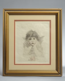 F. M. Spiegle, 1886 Etching, "Cupid in Trouble"