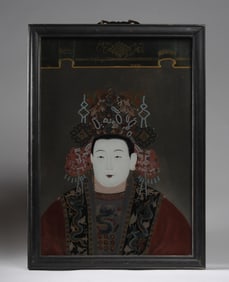 Chinese Export Reverse Glass Painting on Glass