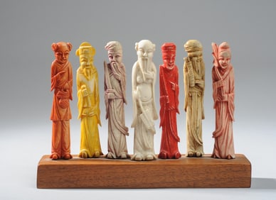 Set of Chinese Carved Bone Figures