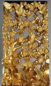 Chinese Carved Gilt Wood Panel