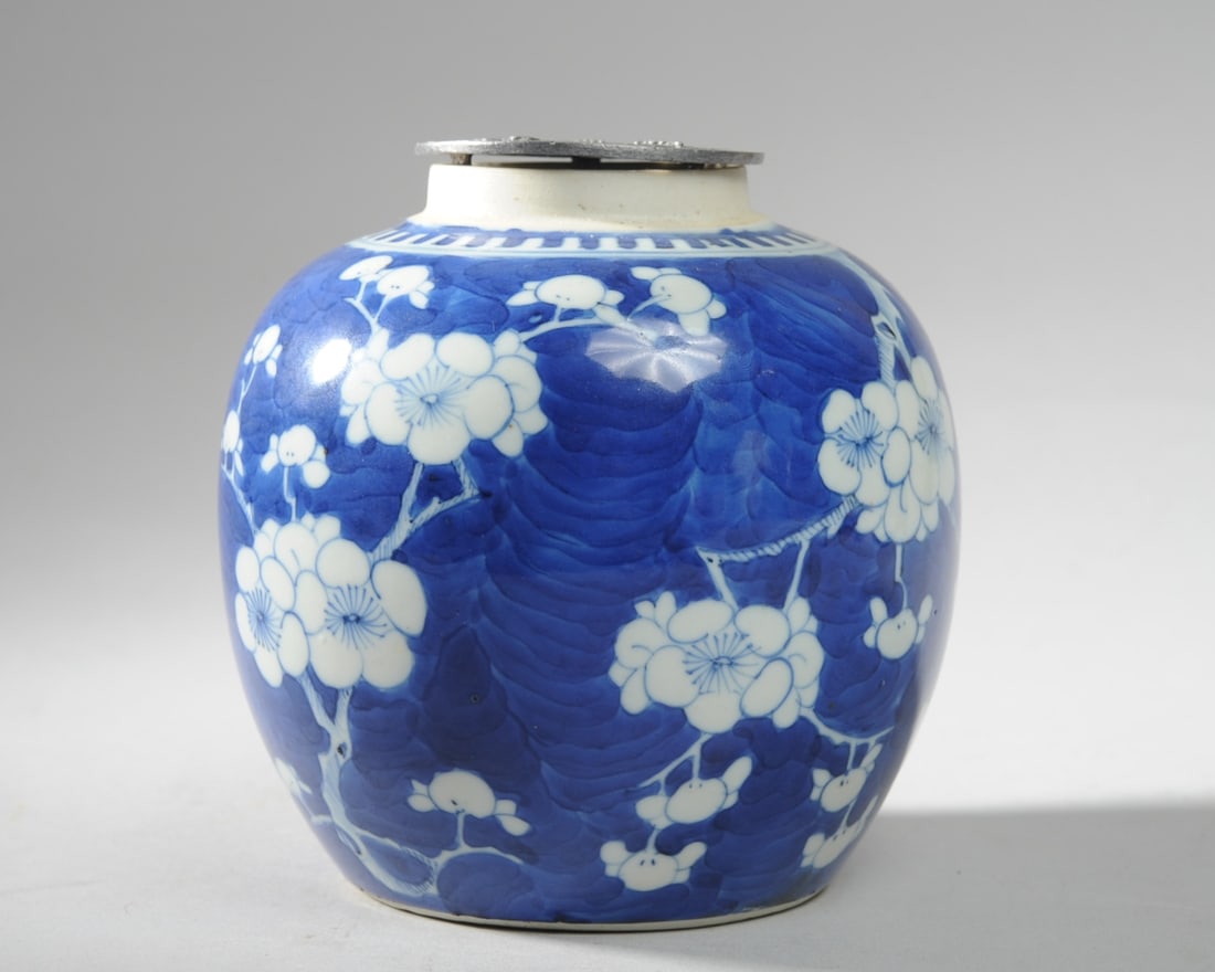 Antique Chinese Blue & White Prunus Jar (1 of 6)