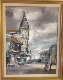 Signed Oil on Canvas Street Scene