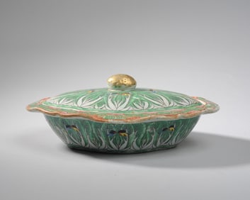 19th C. Chinese "Cabbage Leaf" Vegetable Server