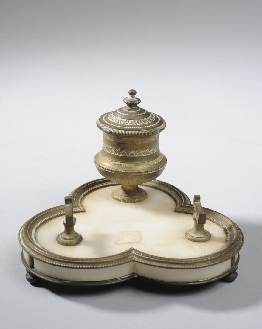 Antique Alabaster and Bronze Ink Stand (1 of 5)