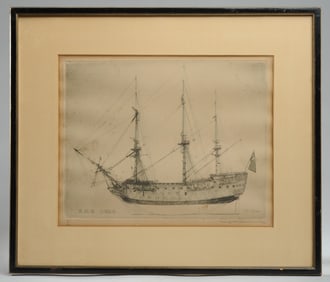 H.M.S. Duke, Ship Etching by Don Swann