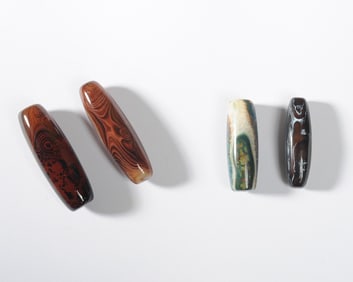 4 Vintage or Antique Dzi Beads